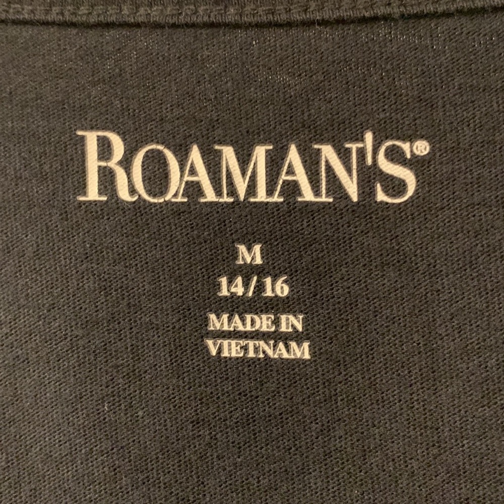 ROMAN’S BLACK KNIT NIGHTIE SZ 14/16 (M) 100% COTTON PLEATED FRONT - Picture 3 of 5